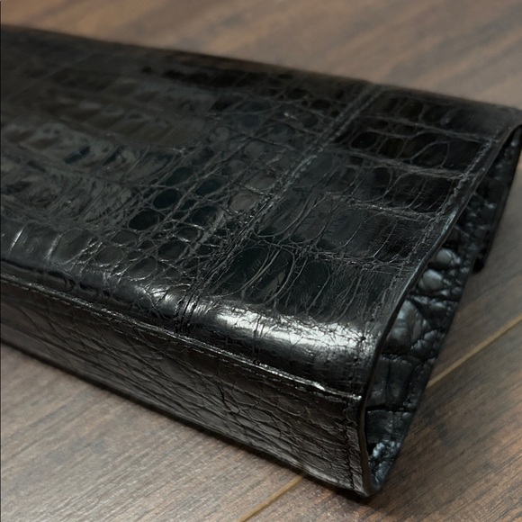 Nancy Gonzalez Black Crocodile Embossed Clutch - Picture 4 of 13